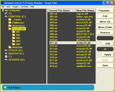 Rename From List 1.03 screenshot Rename From List 1.03 screenshot