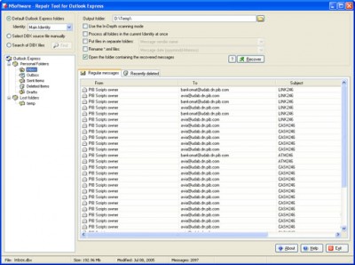 Repair Tool for Outlook Express 1.5 screenshot Repair Tool for Outlook Express 1.5 screenshot