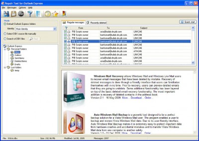 Repair Tool for Outlook Express 1.6 screenshot Repair Tool for Outlook Express 1.6 screenshot