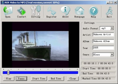 RER AVI/MPEG/DVD/WMV/RM to MP3/WAV Conv 3.2.4 screenshot RER AVI/MPEG/DVD/WMV/RM to MP3/WAV Conv 3.2.4 screenshot