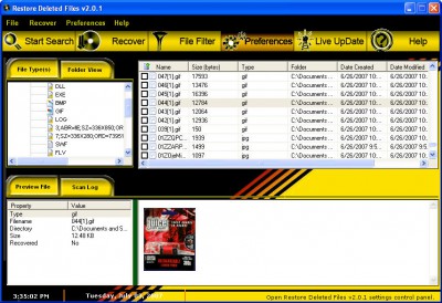 Restore Deleted Files 2007 screenshot Restore Deleted Files 2007 screenshot