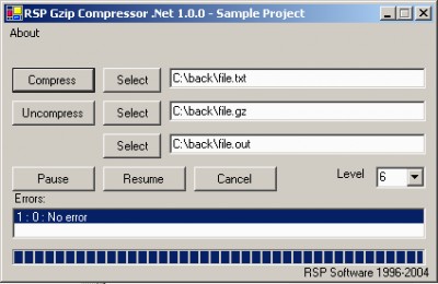 RSP GZip Compressor .Net 1.0.0 screenshot RSP GZip Compressor .Net 1.0.0 screenshot