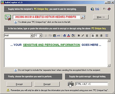 SafeCryptor 1.5 screenshot SafeCryptor 1.5 screenshot