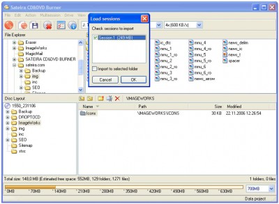 Sateira CD&DVD Burner 2.52 screenshot Sateira CD&DVD Burner 2.52 screenshot