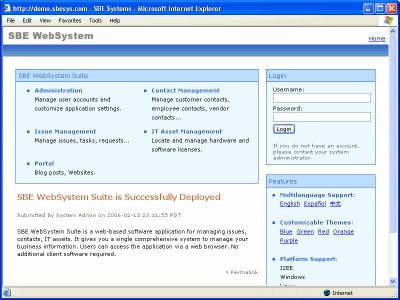 SBE WebSystem Suite 1.4 screenshot