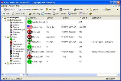 Scotland Yard Employee In Out Board 2005 screenshot Scotland Yard Employee In Out Board 2005 screenshot
