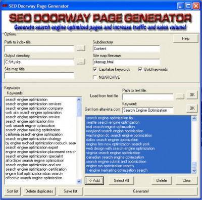 SEO Doorway Page Generator 1.0 screenshot SEO Doorway Page Generator 1.0 screenshot