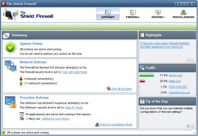 Shield Firewall 2008 screenshot