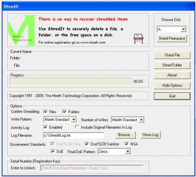 ShredIt for Windows 5.1 screenshot