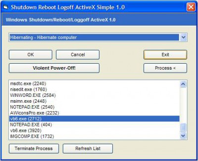 Shutdown Reboot Logoff ActiveX (OCX) 1.0 screenshot