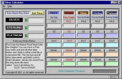 Silver Calculator 3.21 screenshot Silver Calculator 3.21 screenshot