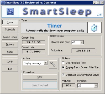 SmartSleep - auto shutdown utility 3.5 screenshot