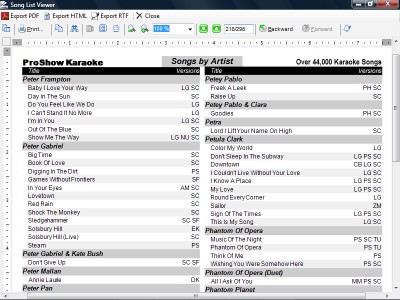 Song List Generator 4.0.4 screenshot Song List Generator 4.0.4 screenshot