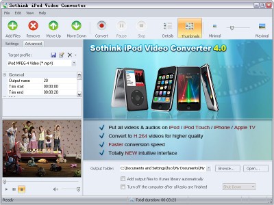 Sothink iPod Video Converter 3.1 Build screenshot Sothink iPod Video Converter 3.1 Build screenshot