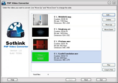 Sothink PSP Video Converter 1.0 Build screenshot Sothink PSP Video Converter 1.0 Build screenshot