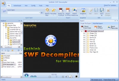 Sothink SWF Decompiler-Flash Decompiler 3.7 screenshot Sothink SWF Decompiler-Flash Decompiler 3.7 screenshot
