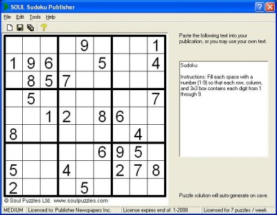 Soul Sudoku Publisher 2.0.0 screenshot Soul Sudoku Publisher 2.0.0 screenshot
