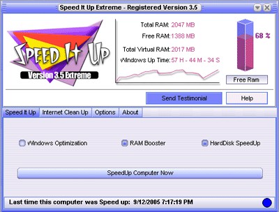 Check Computer Speed Free on Downloading Speeditup Extreme   Free Speed Booster 4 00 Will Take
