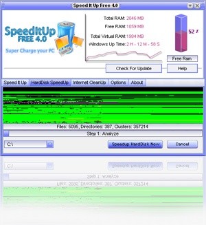 SpeedItUp Free - XP & Vista Edition 4.60 screenshot