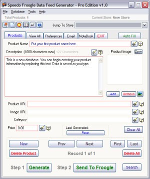 Speedo Froogle Feed Generator Pro 1.6 screenshot