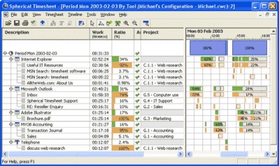 Spherical Timesheet Project Management Edition 2.6 screenshot