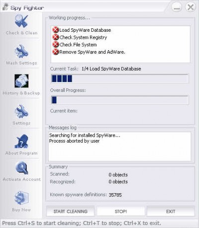 Spy Fighter Cleaner Pro - Spyware Remover 1.4.0.3 screenshot Spy Fighter Cleaner Pro - Spyware Remover 1.4.0.3 screenshot