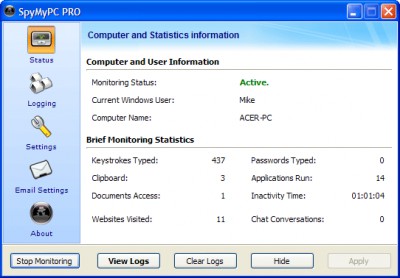 SpyMyPC PRO 5.6.2 screenshot SpyMyPC PRO 5.6.2 screenshot
