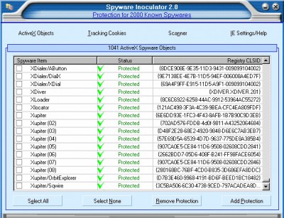 Spyware Inoculator 2.0 screenshot Spyware Inoculator 2.0 screenshot