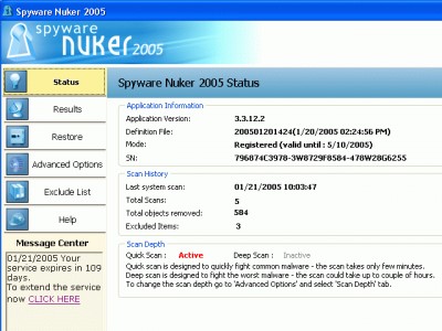 SpywareNuker 3.04.23 screenshot SpywareNuker 3.04.23 screenshot