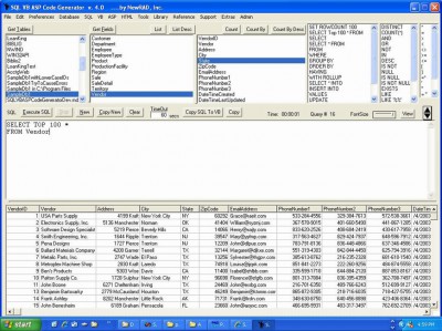 SQL VB ASP Code Generator 4.1.001 screenshot