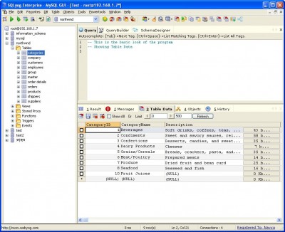 SQLyog MySQL GUI 5.12 screenshot