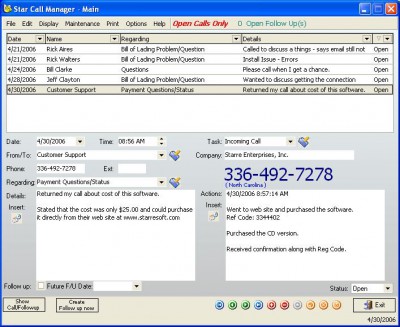 Star Call Manager 1.50 screenshot Star Call Manager 1.50 screenshot