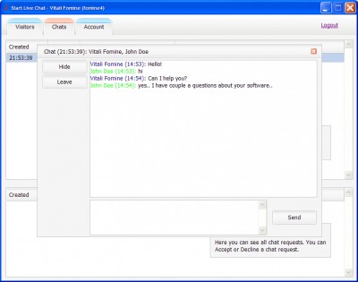 Start Live Chat 1.0 screenshot