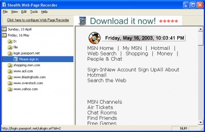 Stealth Web Page Recorder 1.1 screenshot Stealth Web Page Recorder 1.1 screenshot