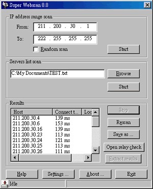 Super Webscan 8.0 screenshot