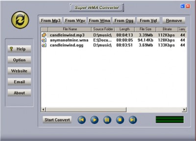 Super Wma Converter 5.0 screenshot Super Wma Converter 5.0 screenshot