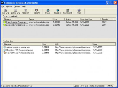 Supersonic Download Accelerator 2.4 screenshot Supersonic Download Accelerator 2.4 screenshot