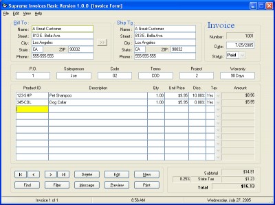 Supreme Invoices Basic 1.0.0 screenshot Supreme Invoices Basic 1.0.0 screenshot