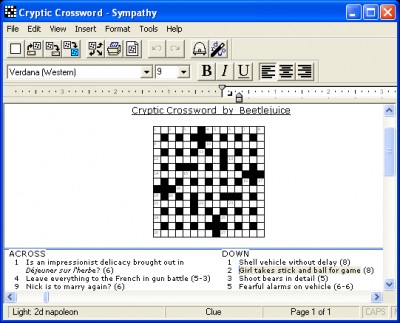 Sympathy Crossword Construction 3.0 screenshot Sympathy Crossword Construction 3.0 screenshot