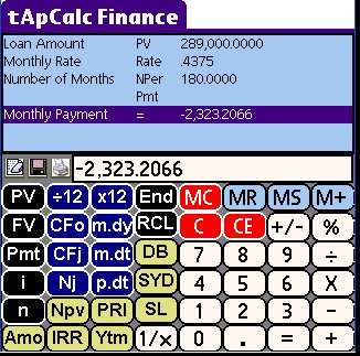 tApCalc Financial tape calculator(Palm High Res) 1.20 screenshot