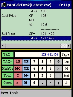 tApCalcCPA Accounting tape calculator(Palm OS) 1.32 screenshot