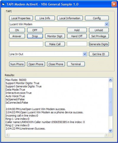TAPI Modem ActiveX (OCX) 1.0 screenshot