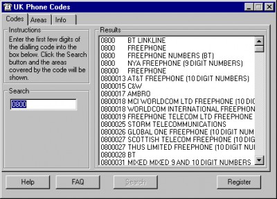 The UK Telephone Number Locator 2.3 screenshot The UK Telephone Number Locator 2.3 screenshot