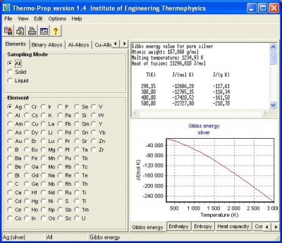 Thermophysical Database - Thermo-Prop 1.4 screenshot