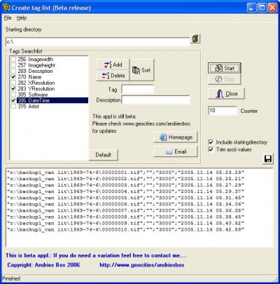 tifftagslister 1.0 screenshot tifftagslister 1.0 screenshot