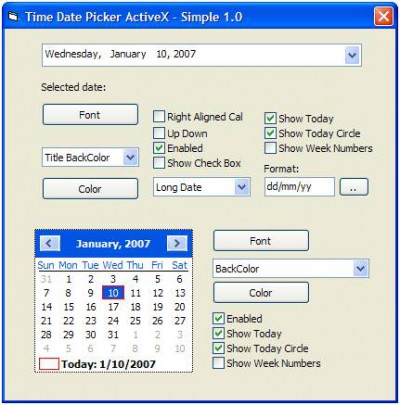 Time Date Picker ActiveX (OCX) 1.0 screenshot