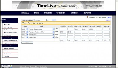 TimeLive 2.1 screenshot TimeLive 2.1 screenshot