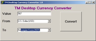 TM Desktop Currency Converter 1.00 screenshot TM Desktop Currency Converter 1.00 screenshot