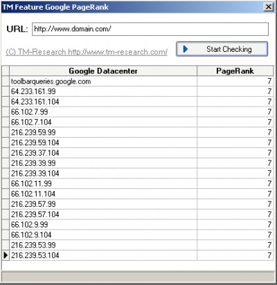 TM Feature Google PageRank 1.00 screenshot