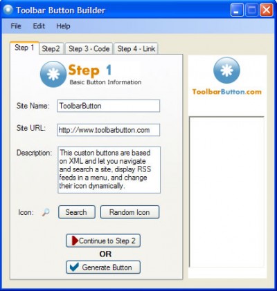 Toolbar Button Builder 1.0 screenshot Toolbar Button Builder 1.0 screenshot